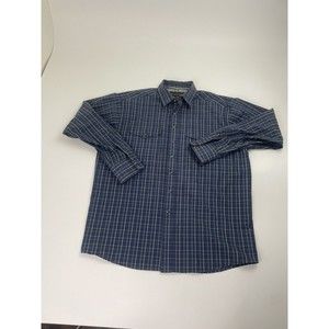 Ariat Pro Series Shirt Mens Large Blue Plaid Pearl Snap Stretch Long Sleeve